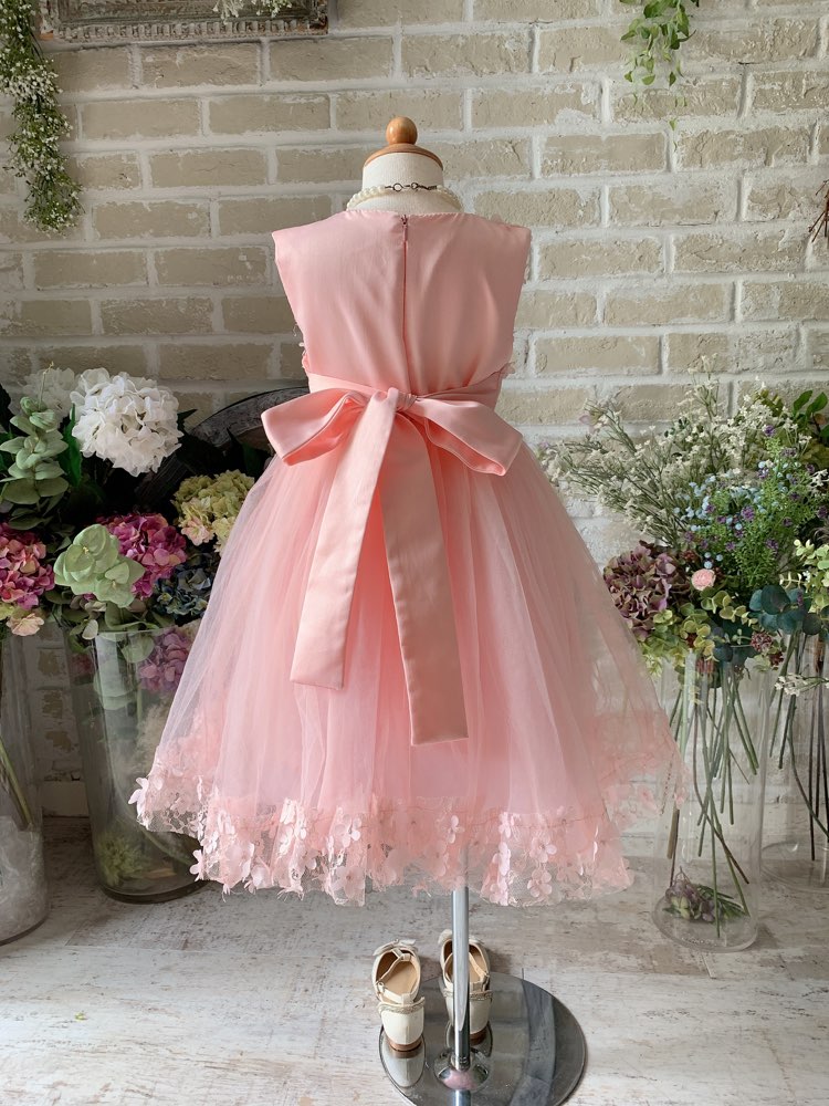 子供 キッズ 女の子 結婚式 ピンク レース フレアスカート お花