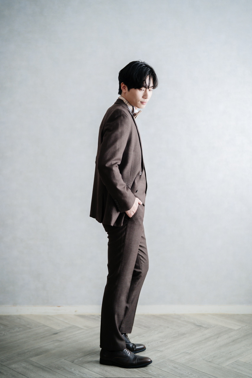 ブラウンスーツ（結婚式前撮り）スリーピース　Lサイズ ブラウンスーツ（結婚式前撮り）スリーピース Lサイズ ブラウン